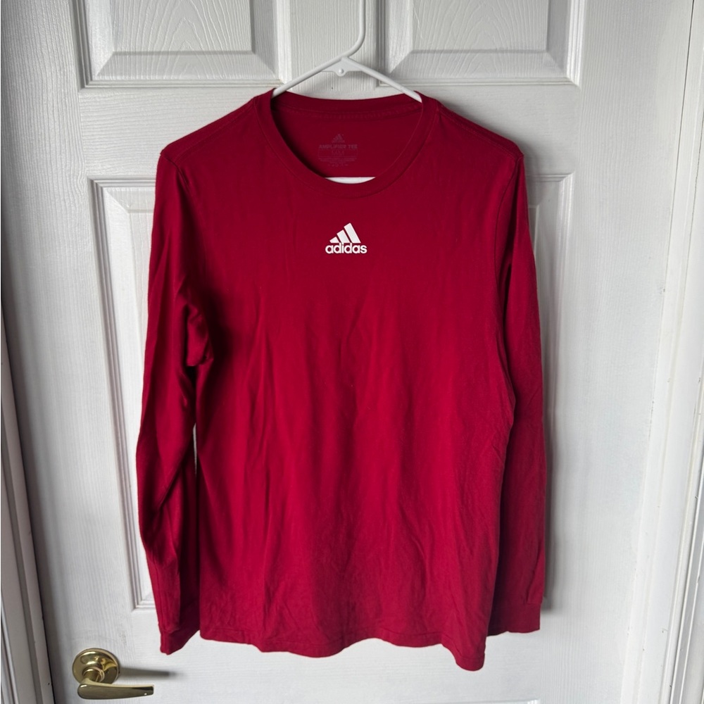 Adidas Men's Red Long Sleeve Tee
